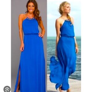 Lilly Pulitzer Blue Maxi dress with gold detail